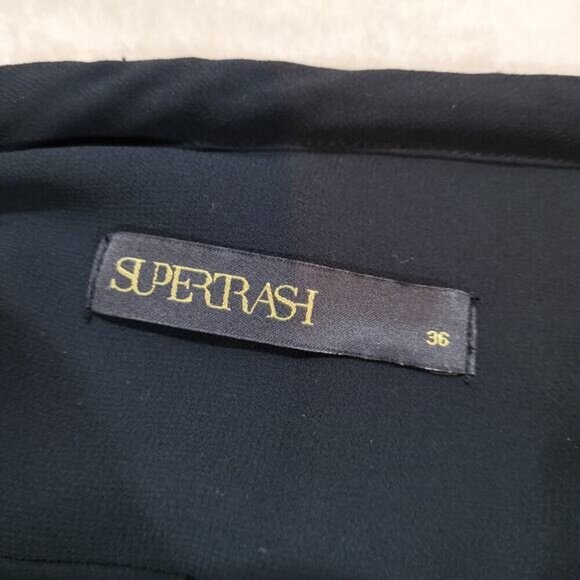 Supertrash Bellamy Black Chiffon Blouse with Beaded Collar and Shoulders - Small - Picture 4 of 9